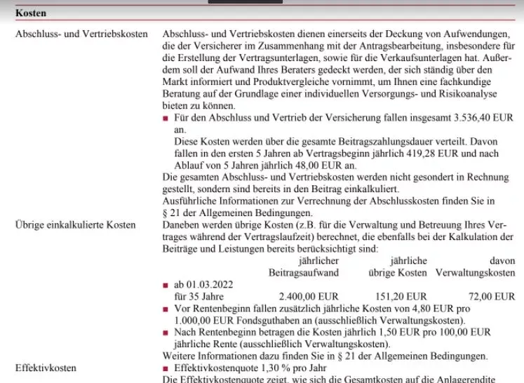 Kosten brutto Rentenversicherungen. Bild: Oliver Mest